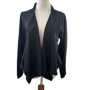 Soft Surroundings Black Alicante Linen Blend Topper Open Front Blazer MP NWT $89